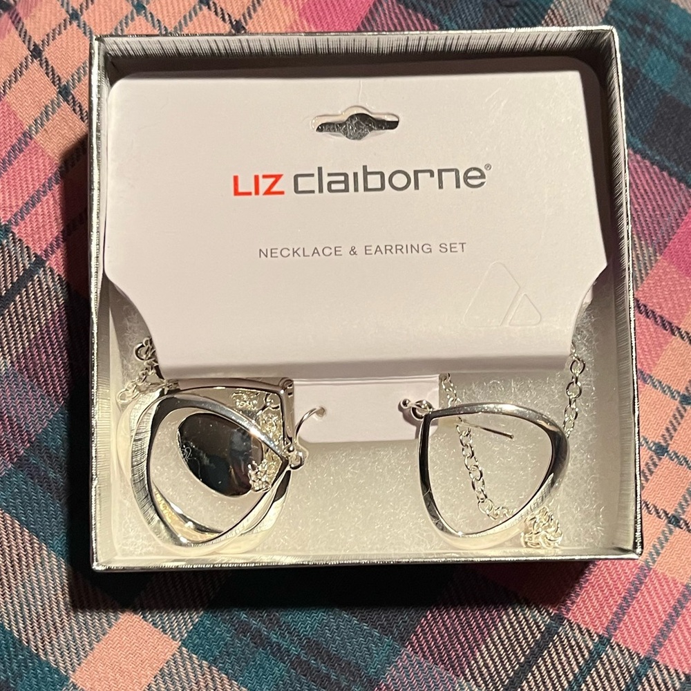 Liz Claiborne Silver Plated Nectace & Earrings